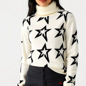 NWT Perfect Moment star merino wool sweater in white/star black
